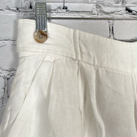 Banana Republic Lina Linen High Rise Pants Super Wide Flood Legs White - Picture 12 of 16